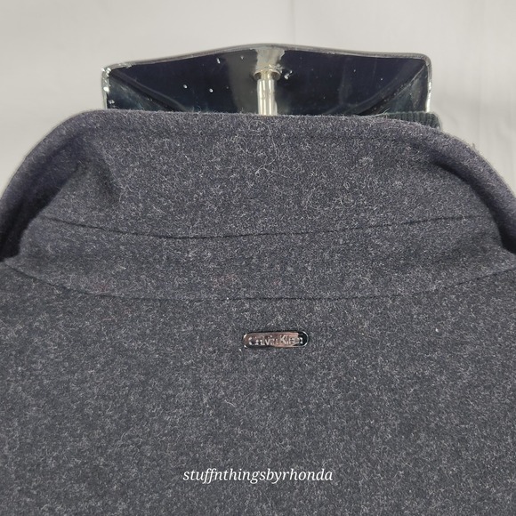 Calvin Klein Men's Charcoal Gray Wool Blend Full Double Zip Jacket - Size L /54" - Picture 4 of 12